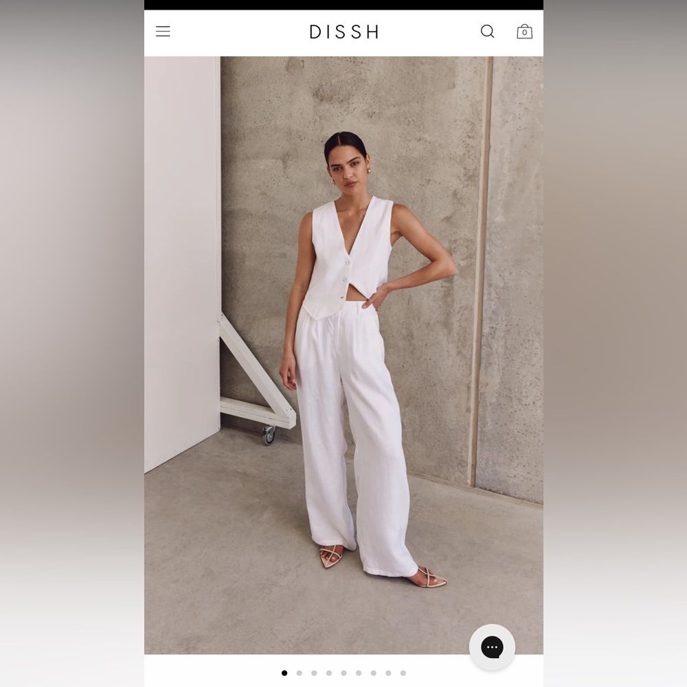 DISSH White Wide-Leg Linen Pants
